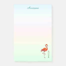 Bloco De Notas Flamingo Vermelho e Plantas de Junco em Tons Paste