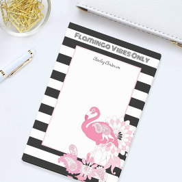 Bloco De Notas Flamingo Vibes Apenas Black & White Stripes Flamin
