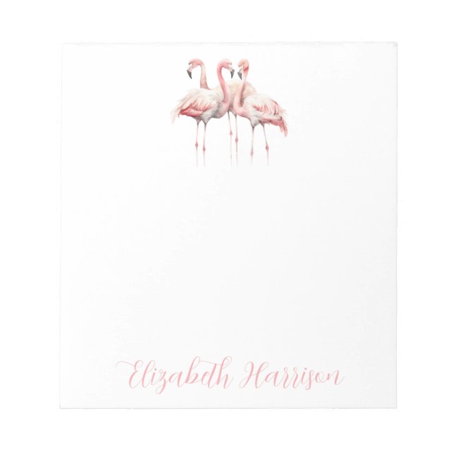 Bloco De Notas Flamingos cor-de-rosa tropical personalizados (Frente)