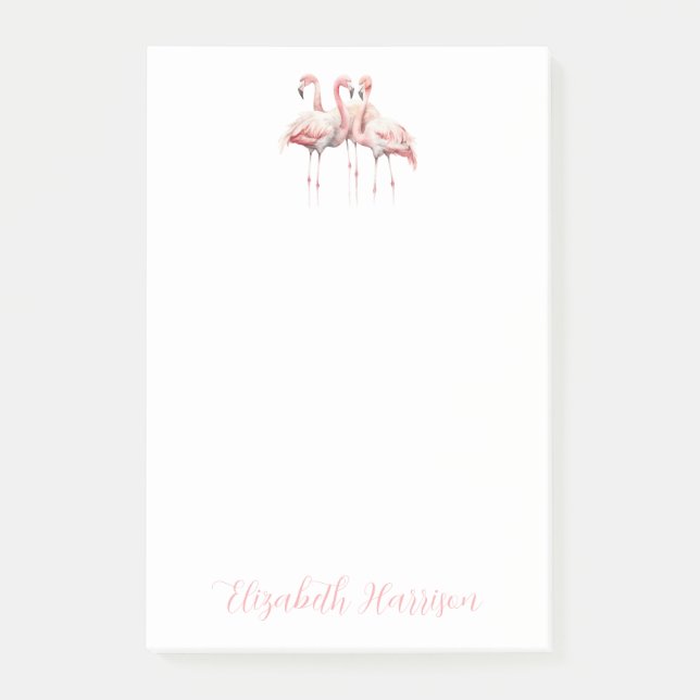 Bloco De Notas Flamingos cor-de-rosa tropical personalizados (Frente)