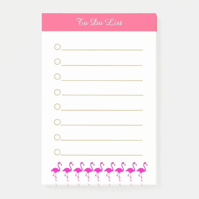Bloco De Notas Flamingos rosa & caligrafia em linhas brancas (Frente)