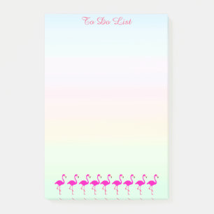 Bloco De Notas Flamingos rosa & caligrafia em tons pastel