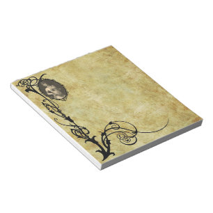 Bloco De Notas Flapper em Sepia 2 no Quadro Floral Preto