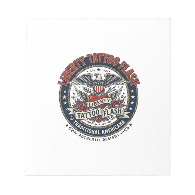 Bloco De Notas Flash de Tatuagem da Liberdade Patriótico Tatuagem (Frente)