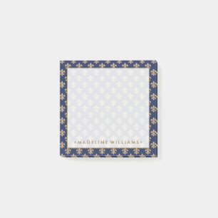 Bloco De Notas Fleur-De-Lis Azul Dourado e Marinho