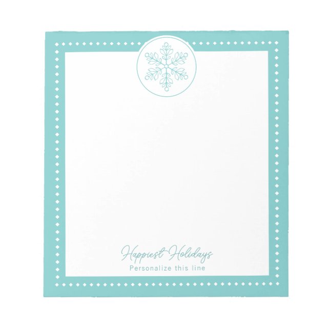 Bloco De Notas Floco de Neve Chique Azul Personalizado Feriado (Frente)