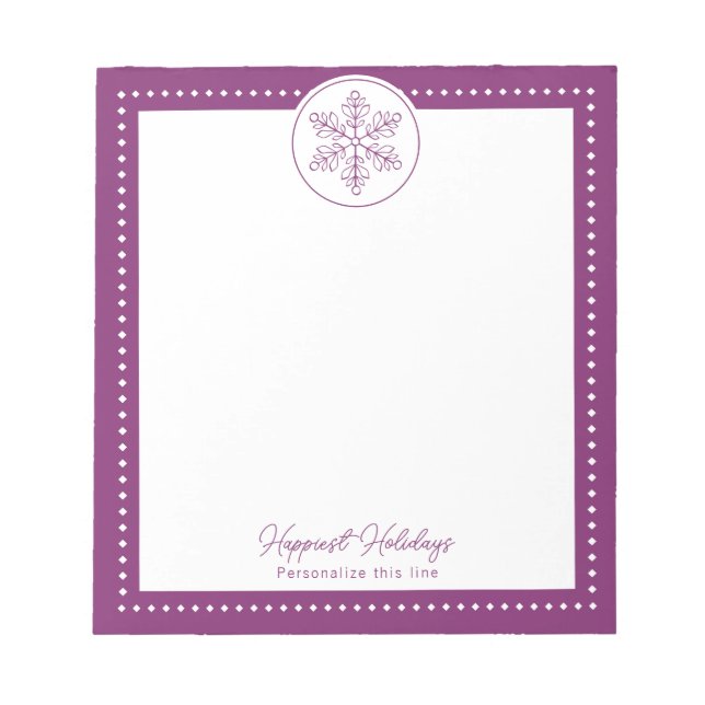 Bloco De Notas Floco de Neve Chique Magenta Personalizado de Feri (Frente)