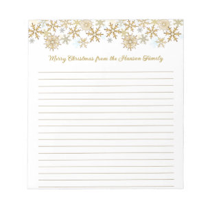 Bloco De Notas Flocos de neve Dourados, Feliz Natal, Lindos