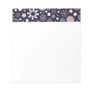 Bloco De Notas Flocos de neve metálicos dourado rosa elegante de