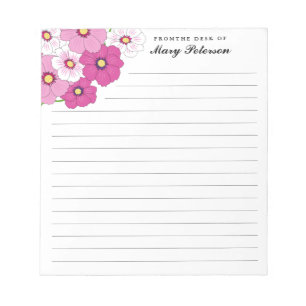 Bloco De Notas Flor Amarelo Cor-de-Rosa bonito Personalizada