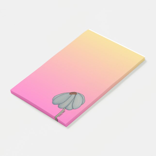 Bloco De Notas Flor Azul com Fundo Rosa (Inclinado)