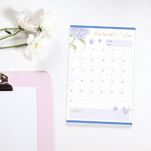 Bloco De Notas Flor Azul Hydrangea