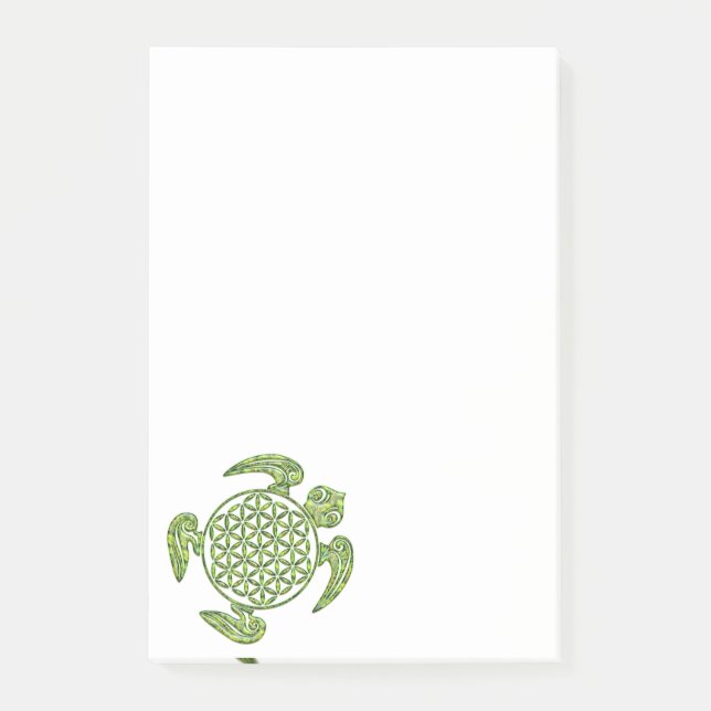Bloco De Notas Flor da Vida / Blume des Lebens - tartaruga verde (Frente)