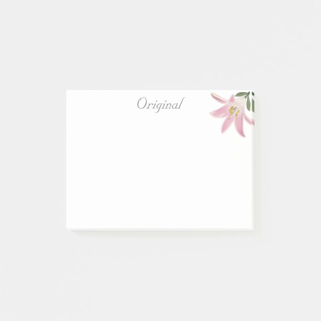 Bloco De Notas Flor de Amarílis Rosa Original sobre Branco (Frente)
