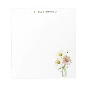 Bloco De Notas Flor de Aquarela de Margarida Moderna Profissional