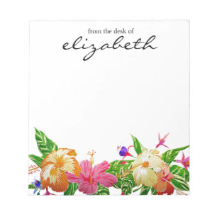 Bloco De Notas Flor de Aquarela Tropical Moderna Personalizada