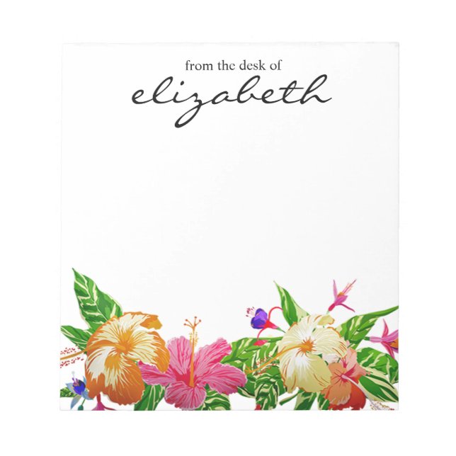 Bloco De Notas Flor de Aquarela Tropical Moderna Personalizada (Frente)