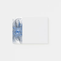Flor de Arte Fractal em Aquarela Azul Cinza Abstra