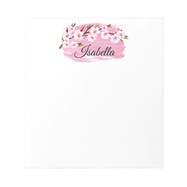 Bloco de Notas Flor de Cerejeira Rosa (Frente)