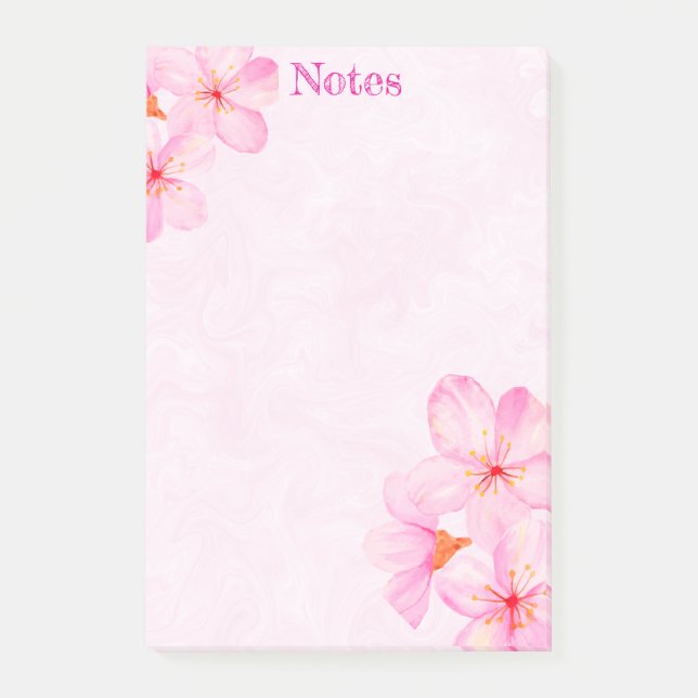 Bloco De Notas Flor de Cerejeira Rosa Bonito Personalizado (Frente)