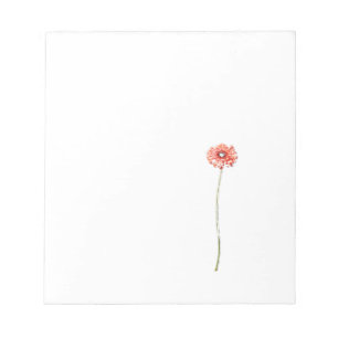 Bloco De Notas Flor de Gerbera Vermelho Pálido