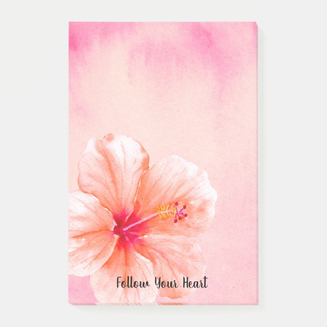 Bloco De Notas Flor de Hibisco Rosa Tropical Feminina (Frente)