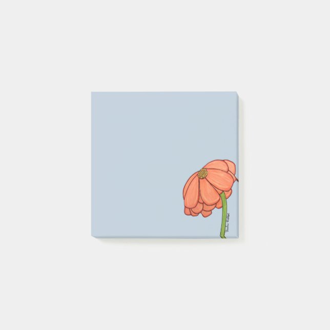 Bloco De Notas Flor de Laranja com fundo Azul (Frente)