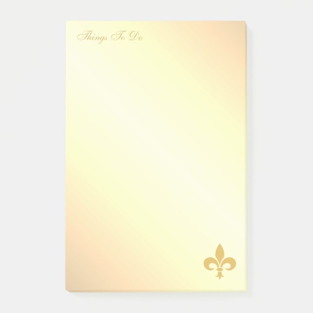 Bloco De Notas Flor de Lis Dourada em Post-it com Gradiente Doura (Frente)