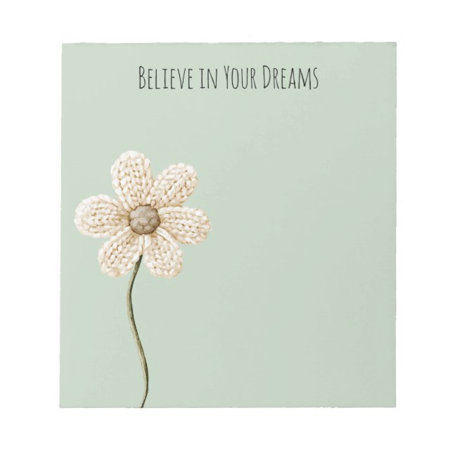 Bloco De Notas Flor de Malha Falsa Verde Menta Creme (Frente)