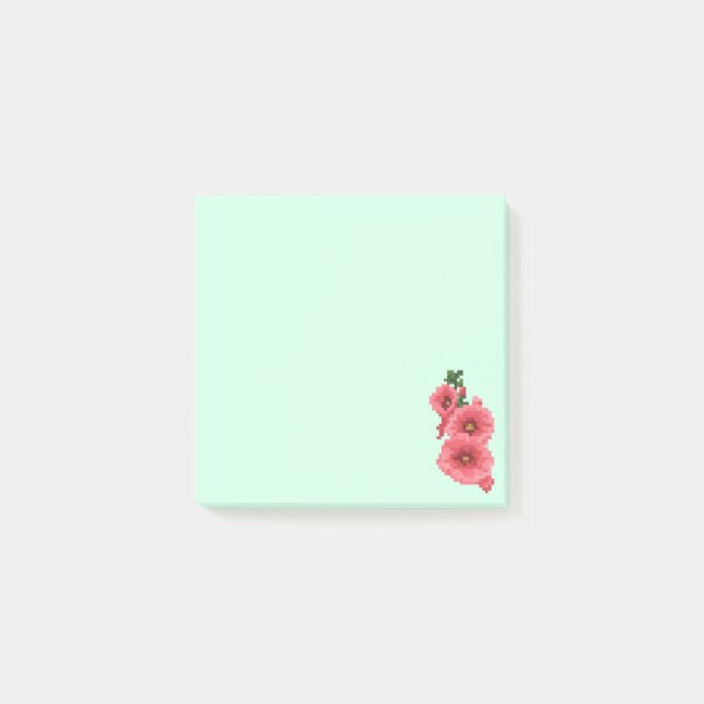 Bloco De Notas Flor de Malva-Rosa Pixelada (Frente)