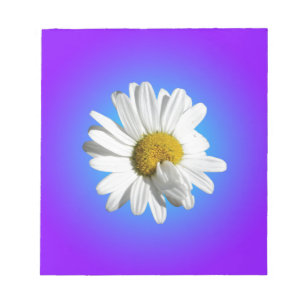 Bloco De Notas Flor de Margarida Branca Gradiente Azul Roxo