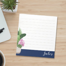 Bloco De Notas Flor de Medinilha Tropical Vase em Azul Escuro