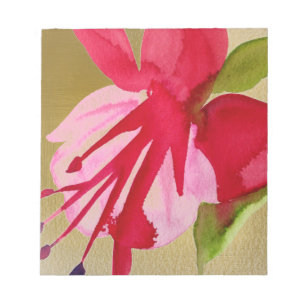Bloco De Notas Flor de pop de cor da água rosa Fuchsia