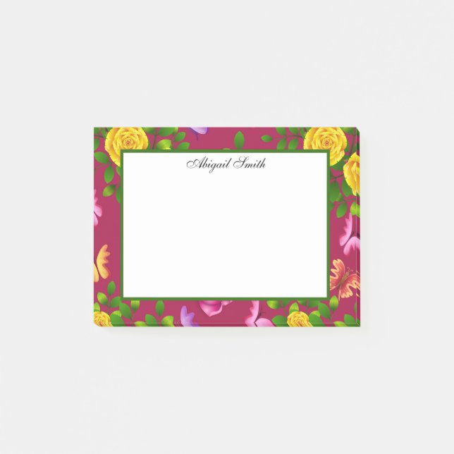 Bloco De Notas Flor De Rosa Pia Amarelo Elegante E Puro (Frente)