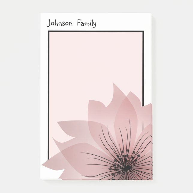 Bloco De Notas Flor elegante rosa (Frente)