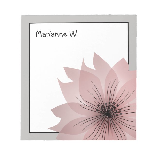 Bloco De Notas Flor elegante rosa (Frente)