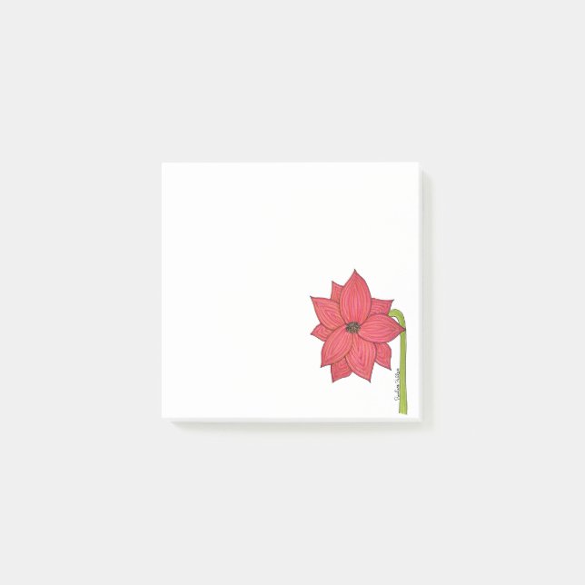 Bloco De Notas Flor Estrela Vermelha em Branco (Frente)