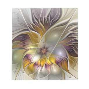 Bloco De Notas Flor Fantasia Colorida Abstrata Fractal Moderna