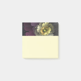 Bloco De Notas Flor Fractal Abstrata Moderna Purpura Cinza Khaki