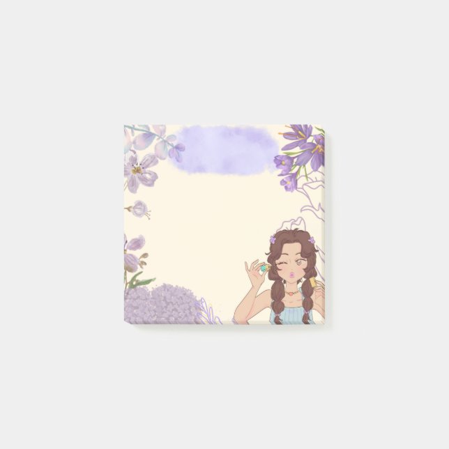 Bloco De Notas Flor Menina 1 Notas Adesivas (Frente)