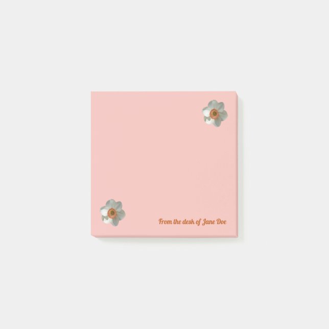 Bloco De Notas Flor-Primavera Daffodil Rosa (Frente)
