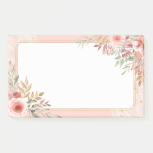 Bloco De Notas Flor Rosa Cor de Água Chic Elegante de Casamento M