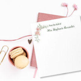 Bloco De Notas Flor Rosa Elegante De Aquarelas Da Mesa De