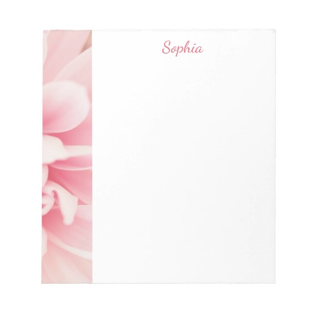 Bloco De Notas Flor Rosa & Nome (Frente)