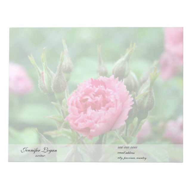 Bloco De Notas Flor rosa rosa, fotografia floral. (Frente)