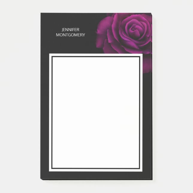 Bloco De Notas Flor Rosa vermelha Roxo-Gótica (Frente)