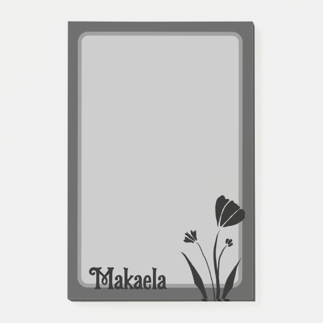 Bloco De Notas Flor - Silhueta Simples, Personalizada (Frente)