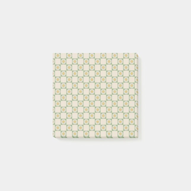 Bloco De Notas Flor Verde Brilhante Marcado Retro Botânica (Frente)