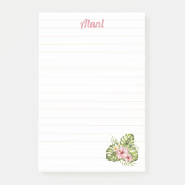 Bloco De Notas Florais havaianos personalizados com Nome 4x6 LIne