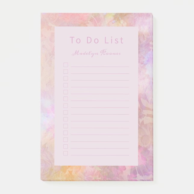 Bloco De Notas Florais Pastel Chic Script Personalizado (Frente)
